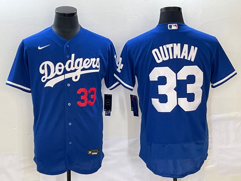 Men's Blue Los Angeles Dodgers #33 James Outman Flex Base Stitched Baseball Jersey